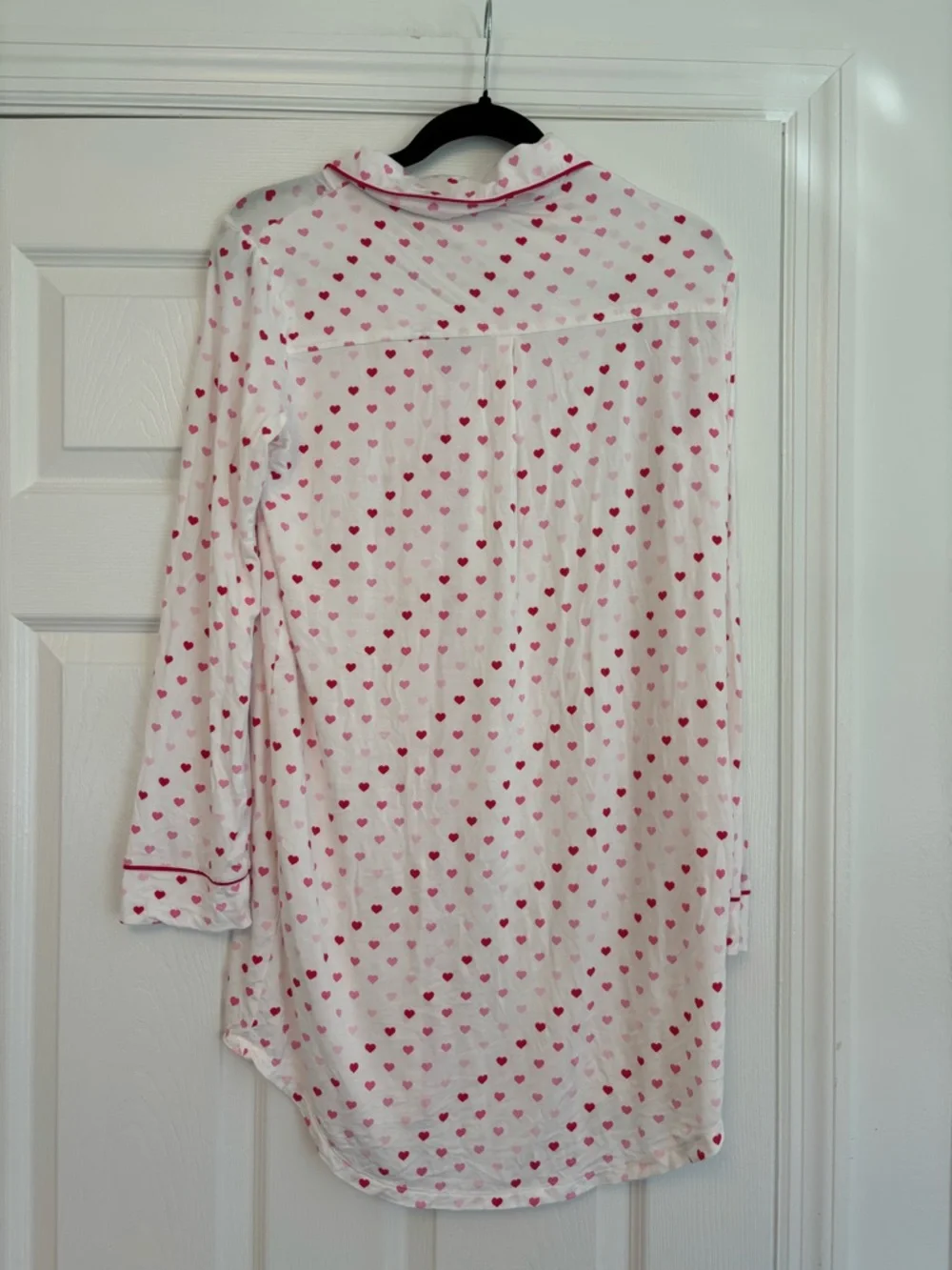 PJ Salvage Heart Print Button Down Sleepshirt Nightgown Pink Size Small